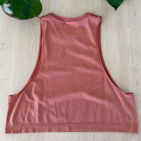 Athleta Mineral Wash Crop Muscle Tank Top Women's Medium Medium Salmon Pink - Picture 2 of 6